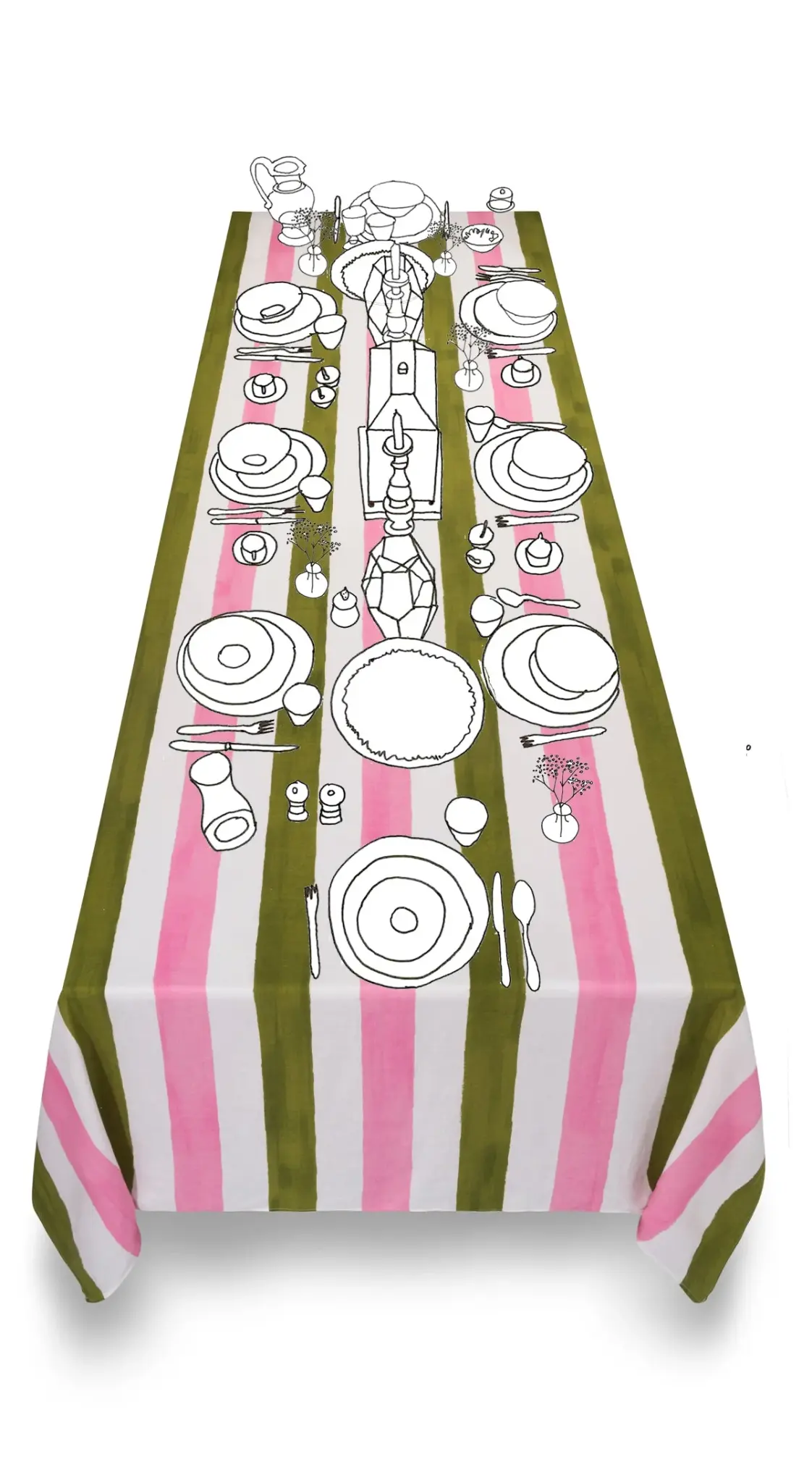 Pink And Green Striped Tablecloth, Large 7 Pink And Green Striped Tablecloth, Large - Image 5