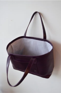 Dreamers Leather Tote, Aubergine -Home Furnishings Store image 1036