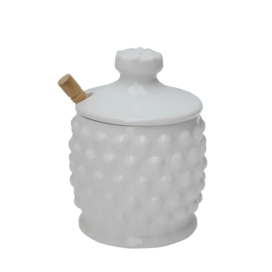 Ceramic Hobnail Honey Jar 3 Ceramic Hobnail Honey Jar