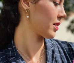 Evil Eye Pearl Earrings -Home Furnishings Store image 1195