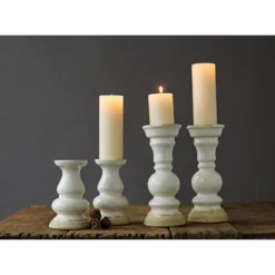 Stoneware Candle Holder White 12in -Home Furnishings Store image 249