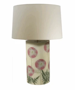 Pink Poppies Cylinder Lamp (Shade Not Included) -Home Furnishings Store image 451