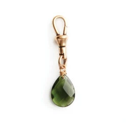 Emerald-ColoredStone Drop Charm