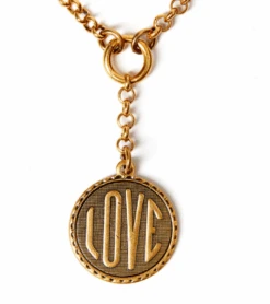 Love Charm Antiqued Gold Necklace 5 Love Charm Antiqued Gold Necklace -Home Furnishings Store image 908